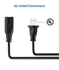 Nine Point Eight Foot Sewing Machine Power Cord 2 Prong Cable for Home Sewing Machines with UL-listed connectors shown