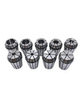 Premium ER25 Morse Taper Collet Chuck Set For CNC Milling And Lathe Machining Includes 15 High Precision Collets Ranging 1-16mm displayed in a row.