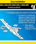 Front view of Rain-X WeatherBeater windshield wiper blades, 22 in, pack of 2, with pre-installed J-hook adapters (installation diagram)