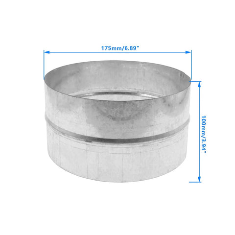 Metal Vent Duct Connector For Dryer System, Built Tough Rigid Galvanized Vent Coupler, Durable Round Air Duct Extension, Leakproof Metal Pipe Coupling, 7 Inch Duct Connection, galvanized iron 175mm x 100mm