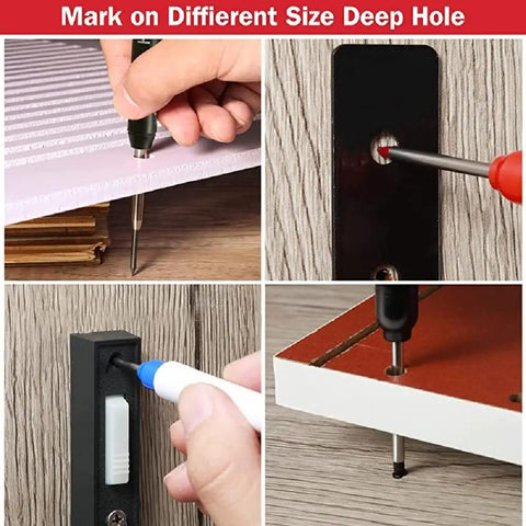 Set Of 3 Deep Hole Marking Pens With Long Extended Nibs For Carpentry And Woodworking Projects Straight Shooter, marking deep holes on different materials.