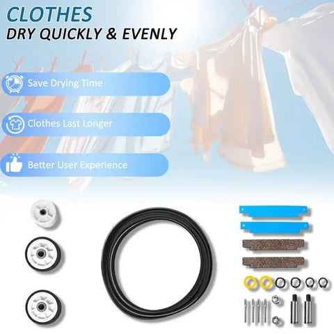 Ready To Roll All In One Dryer Repair Kit With Drum Rollers And Bearings Belt And Pulley For Maytag Neptune Crosley Kenmore