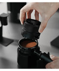 Hella Smooth Espresso Bed Leveler Cyclone Coffee Distributor Spinner for 51 58 Mm Portafilters in use, handling portafilter.