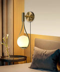 Modern bedroom with Plug In Wall Sconces Set Of 2 Modern Mid Century Gold Brushed Brass Glass Globe Wall Lamps