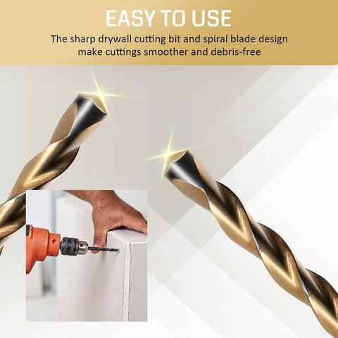 50 Piece Killer Sharp Drywall Cutting Bits Set With Precise 5/32 Inch Spiral Design And Centered Guide Point For Clean Trim Work Smooth Outlet Box Cuts Quick Gypsum Board Router Jobs That Stay Put On Rotary Tools Like Butter, sharp drywall cutting bit in use.