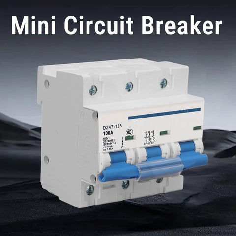 3 Pole DIN Rail Mount Circuit Breaker 100A 400V With Automatic Shutdown And Rapid Arc Extinction For Home Marine And Solar