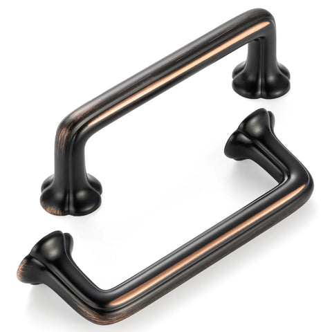 10 Pack 3 Inch Hole Centers Oil Rubbed Bronze Cabinet Pulls With Clover Design Durable Metal Handles for cabinets and drawers