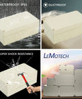 Rugged Outdoor Ready IP65 ABS Junction Box Dustproof Electrical Project Enclosure In Pale Gray 6.2 x 3.54 x 2.3 Inch, Built to Last, Easy Mounting, Quick Access for Repairs Without Cable Cutting., shown waterproof and dustproof