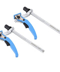 5/8 Inch Bench Dog Clamp 2 Pack Quick Ratchet Workbench Clamps With Non Slip Pad for Woodworking, blue handle, alloy steel rod