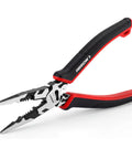 Six In One Needle Nose Pliers With Wire Stripper Crimper And Cutter Do It All Eight Inch Multi Tool For Clamping Stripping Cutting Bolt Cutting Cr V Steel Built For DIY And Pro Use
