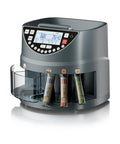 Coin Counter And Sorter With TFT Display For Five Denominations Up To 300 Coins Per Minute, front view with trays.