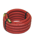 Heavy Duty Built Tough Fifteen Foot Rubber Air Hose With Three Eighths Inch Diameter, Solid Brass One Quarter Inch NPT End Fittings
