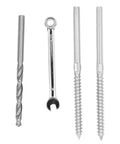 Heavy Duty 316 Stainless Swage Lag Screw Kit For 1/8 Inch Cable Railing With Left And Right Handed Threads, includes wrench, drill bit.