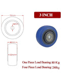 3 inch blue rubber caster for 4 Pack Heavy Duty Furniture Casters Swivel Wheels For Industrial Equipment And Carts