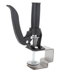 No Sweat Quick Release Drawer Installation Jig With Heavy Duty Press Clamp And Non Slip Grip Pads For Perfect Cabinet Alignment, close-up of the clamp mechanism.