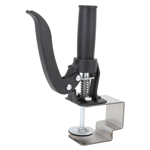 No Sweat Quick Release Drawer Installation Jig With Heavy Duty Press Clamp And Non Slip Grip Pads For Perfect Cabinet Alignment, close-up of the clamp mechanism.