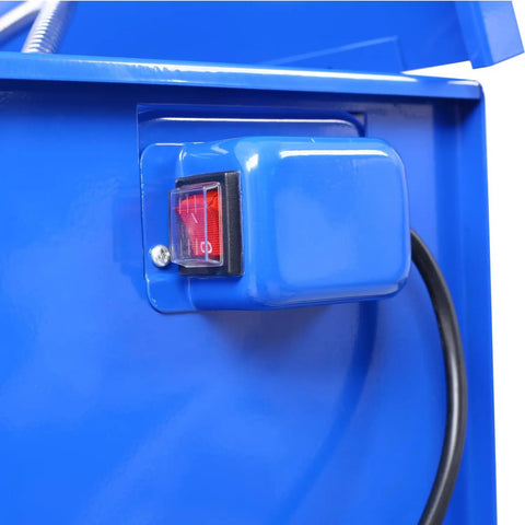 Close-up of control switch and indicator light on Heavy Duty Parts Washer Station With Adjustable Rack for kicking serious grease off engine components.