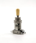 3 Way Toggle Guitar Switch With Cream Tip For Les Paul Style Guitars Easy Soldering Pre Tin Nickel Plated Durable Build Fits Epiphone And Narrow Body Les Pauls No Fuss Quick Swaps For Semi Hollow And Solid Body Electric Guitars, side view