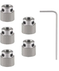 Stainless Steel Extruder Drive Gear Set 36 Teeth, Beefed Up 3D Printer Replacement Parts For Ender 3 Series And CR10 Line, Five Gears With Wrench