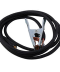 Heavy Duty 300A Ground Welding Earth Cable Clamp Clip for Mig TIG Arc Welder with black cable and chrome plated clip.