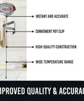 Candy Thermometer With Pot Clip For Deep Frying And Candy Making, Fast Accurate Readings, stainless steel with pot clip, white
