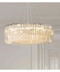 Luxury Led Ceiling Pendant Lights Home Living Dining Room Lighting Crystal Chandeliers Indoor Hanging Fixtures, for Kitchen Island in elegant design with clear crystals.