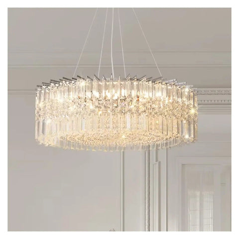 Luxury Led Ceiling Pendant Lights Home Living Dining Room Lighting Crystal Chandeliers Indoor Hanging Fixtures, for Kitchen Island in elegant design with clear crystals.