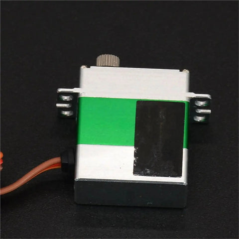 Heavy Duty Micro Digital Servo With Coreless Motor And Tough Metal Casing For MGD Steering Gear Swaps, showing steel housing and wiring.