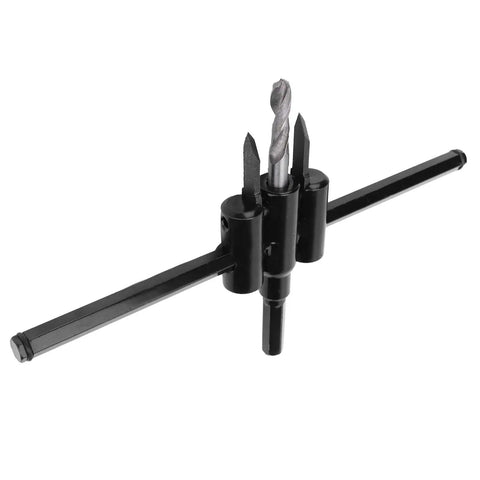 Awesome Adjustable Hole Cutter Saw Kit Made From Rock Solid Alloy Steel That Works Flawlessly On Wood And Drywall For 30 To 200mm Diameter Cuts With Built In Scale Marks For Super Precise Adjustments Every Single Time. adjustable hole saw kit with drill bit and black alloy steel arms