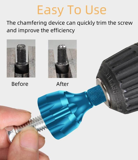 Two Pack External Deburring Chamfer Tool With Carbide Blades And Quick Release Hex Shank Heavy Duty Burr Removal Drill Bit Blue