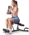 Woman using Adjustable Blue Steel Squat Assist Frame For Glute And Quad Growth Heavy Duty Beast Mode Leg Day Crusher with dumbbells.