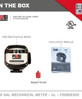 3 Digit Mechanical Fuel Flow Meter With 90 Degree Inlet Outlet, 1 Inch NPT, 7 Digit Totalizer And 3 Digit Readout, box contents