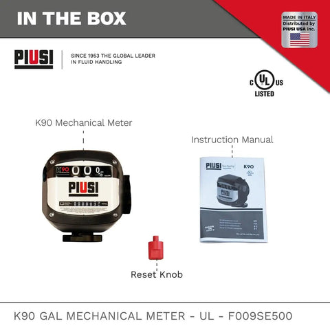 3 Digit Mechanical Fuel Flow Meter With 90 Degree Inlet Outlet, 1 Inch NPT, 7 Digit Totalizer And 3 Digit Readout, box contents