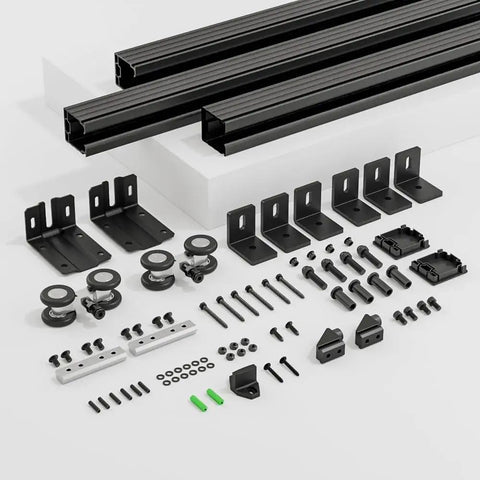 6.6Ft Box Rail Sliding Barn Door Hardware Kit Aluminum Alloy Wall Mount Heavy Duty Smooth Glide With Ball Bearing Rollers 330Lb Capacity Fits 1 Inch To 1 3 Quarter Inch Door Thickness Max Opening 35.4 Inches For Single Doors