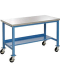 Heavy Duty Rolling Worktable With Solid Stainless Steel Top And 2000 Lb Load Rating 72 X 30 Mobile Production Bench on wheels