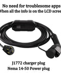 Portable Level 2 EV Charger Up To 32 Amps Adjustable 240V Power Grab And Go NEMA 14 50P Connector with LCD screen