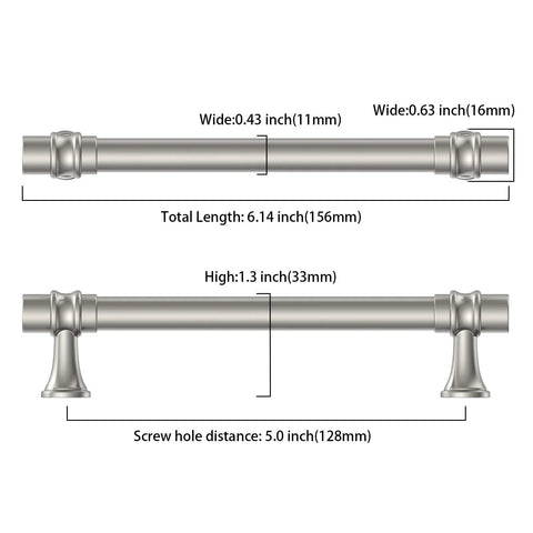 10 Pack 5 Inch Brushed Nickel Cabinet Pulls For Kitchen Cabinets And Cupboards Satin Nickel Drawer Handles 128mm dimensions