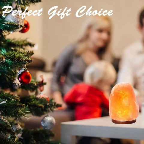 Himalayan Salt Lamp With 8 Color Changing Glow For A Cozy Lit Vibe 100 Percent Natural Crystal Salt Light on holiday table