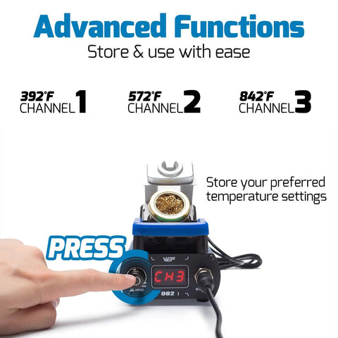 Pro Grade Precision Soldering Iron Station With Temperature Control Preset Channels C to F Conversion Sleep Mode Auto Shutdown Calibration Tools Compatible With C210 Tips For Micro Component Soldering channel preset display, handpiece on base