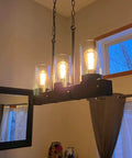 Dark Brown Farmhouse Kitchen Island Light Fixtures With 3 Light Over Table Black Barn Wood Island Lighting For Kitchen And Pool Table 23 Inches