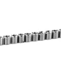 Set of 10 metal threaded sleeve inserts, self-tapping, slotted, for automotive use