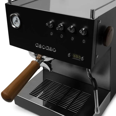 Black Duo Espresso Machine With PID Temperature Control, Barista-Level Precision, showing front view with portafilter and controls.