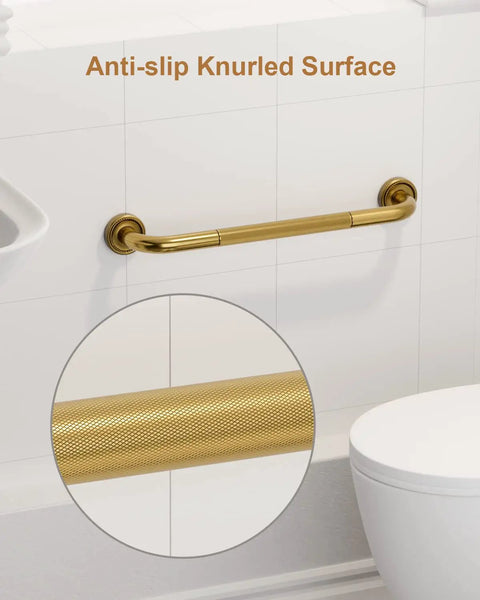 20 Inch Bronze Shower Grab Bar With Anti Slip Knurled Grip Antique Brass Finish Safe Bath Handrail for Bathroom
