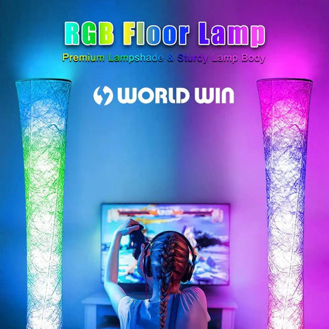 Pair Of Super Cool Sixty One Inch Smart Rgb Led Corner Floor Lamps That Sync With Music And Offer Sixteen Million Diy Colors