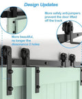 Heavy Duty Barn Door Sliding Hardware Kit With 12.6Ft Black Rails And J Shaped Rollers For Double Doors, easy install track system shown