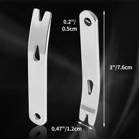 4 Pack Mini Crank Crowbar Set In Stainless Steel EDC Pry Bars, 3-inch size with dimensions 0.2" width, shown on black background.
