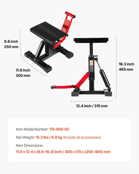 Dirt Bike Lift Stand With 1200Lb Capacity, Hydraulic Motorcycle Jack, adjustable 9.8-18.3 inches height, side view