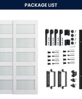 Glass Barn Door Set 60x84 Inches Double 30x84 with ten foot sliding hardware kit and handle pre drilled ready to assemble