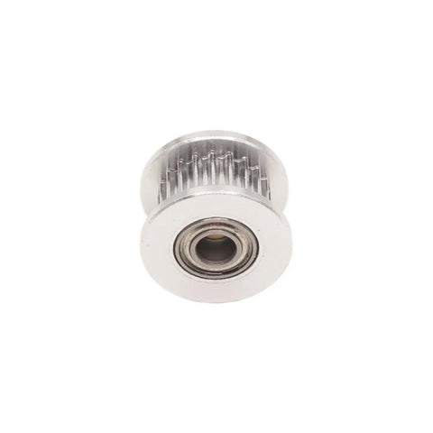Premium Gt2 Idler Pulley With 20 Teeth And 4mm Bore Designed For 6mm Timing Belts crafted from durable aluminum, front view.