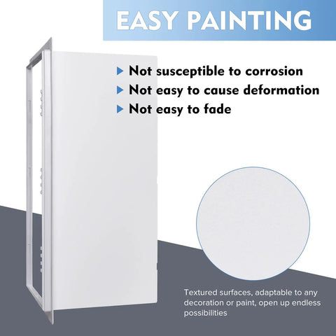 Built Tough 14 By 29 Inch White Polystyrene Drywall Access Panel Paintable Concealed Maintenance Door smooth edges and durable design.